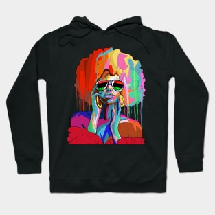 Juneteenth Black Women Afro Hair Pop Art Black History Hoodie